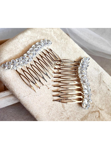 Par Arranjo Folhas de Zircônia Brilho Penteado Noiva Festa